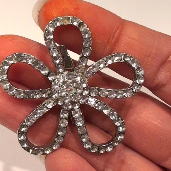 Rhinestone Flower 3 ½” Flower Brooch - Picture 3 of 5